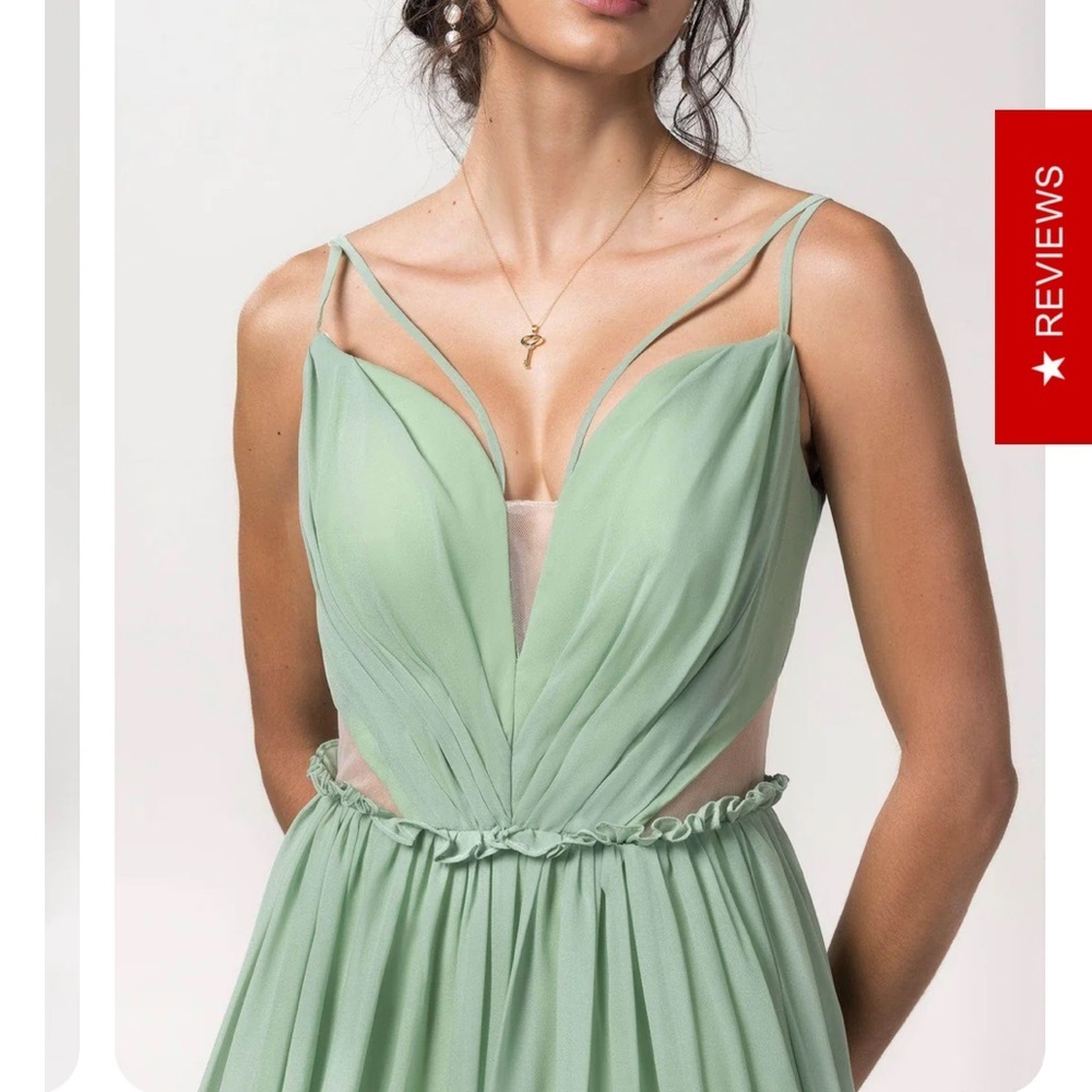 Nwt Cocomelody Pink Pearl A-Line Chiffon Bridesmaid Dress Formal Gown Us 6 — image 4 of 8